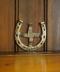 St. Brigid's Cross Brass Horseshoe Plaque